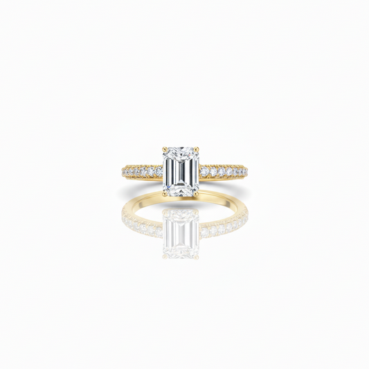 Emerald Cut Moissanite Diamond Ring