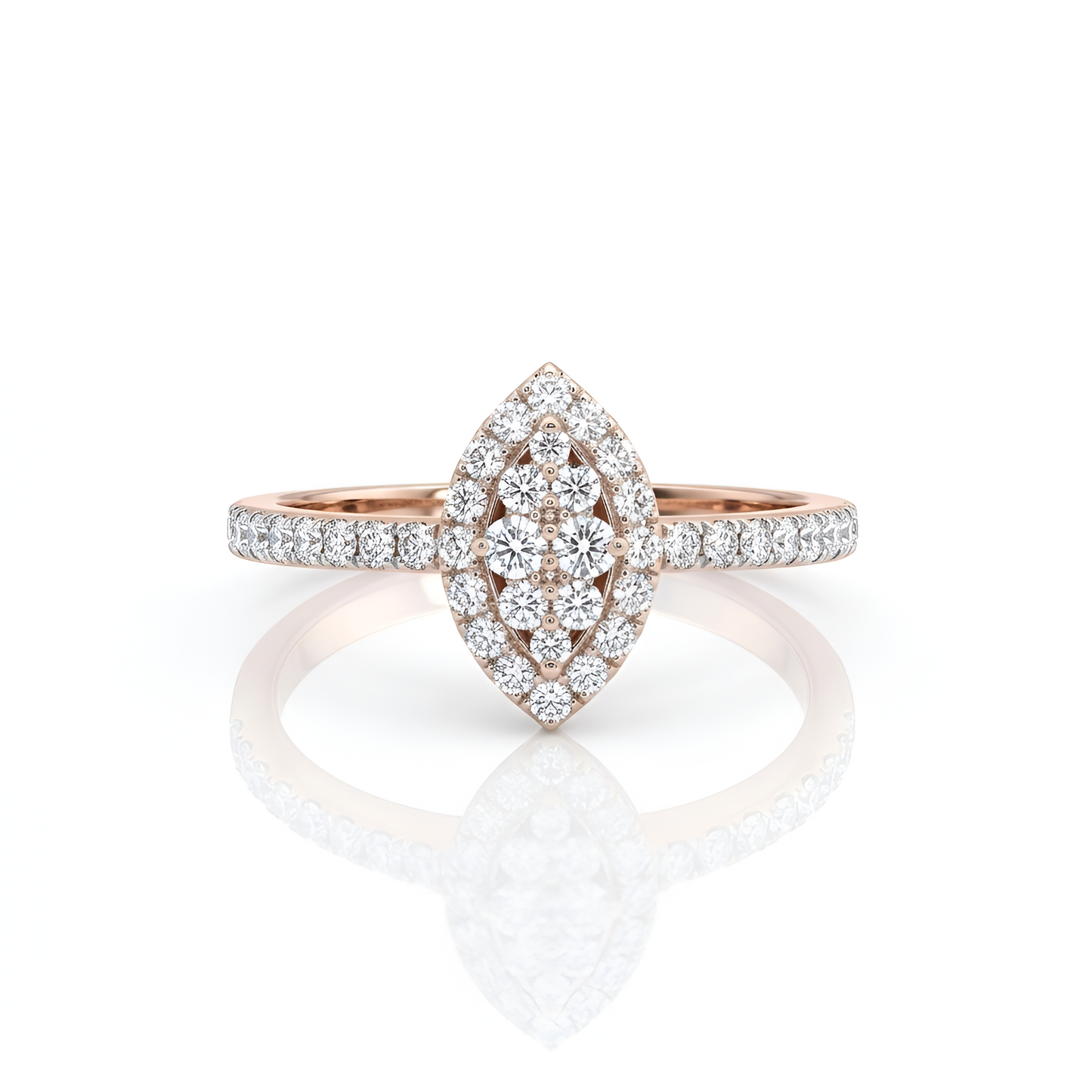 Elegant Marquise Cluster Ladies Ring with Lab-Grown Diamonds