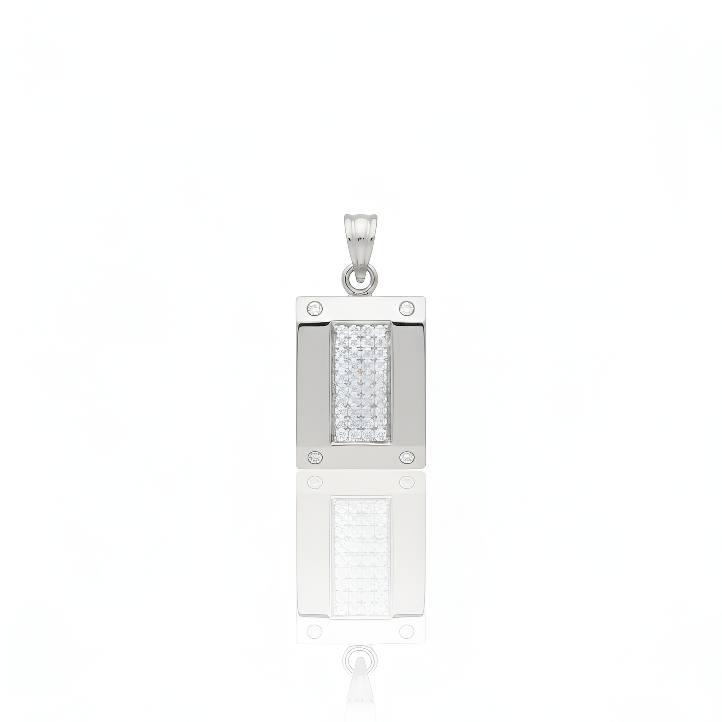 Modern Gold Men Rectangle Pendant with American Diamonds – Sleek & Stylish