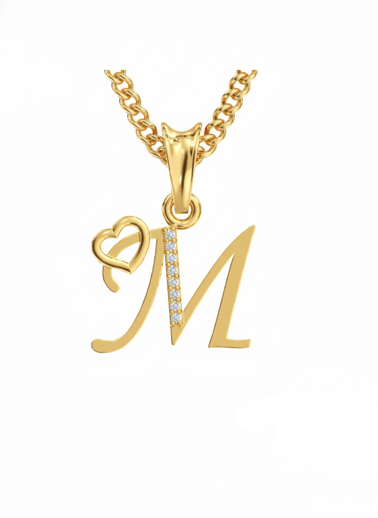 M Initial Alphabet Diamond Pendant - Diamond Jewellery