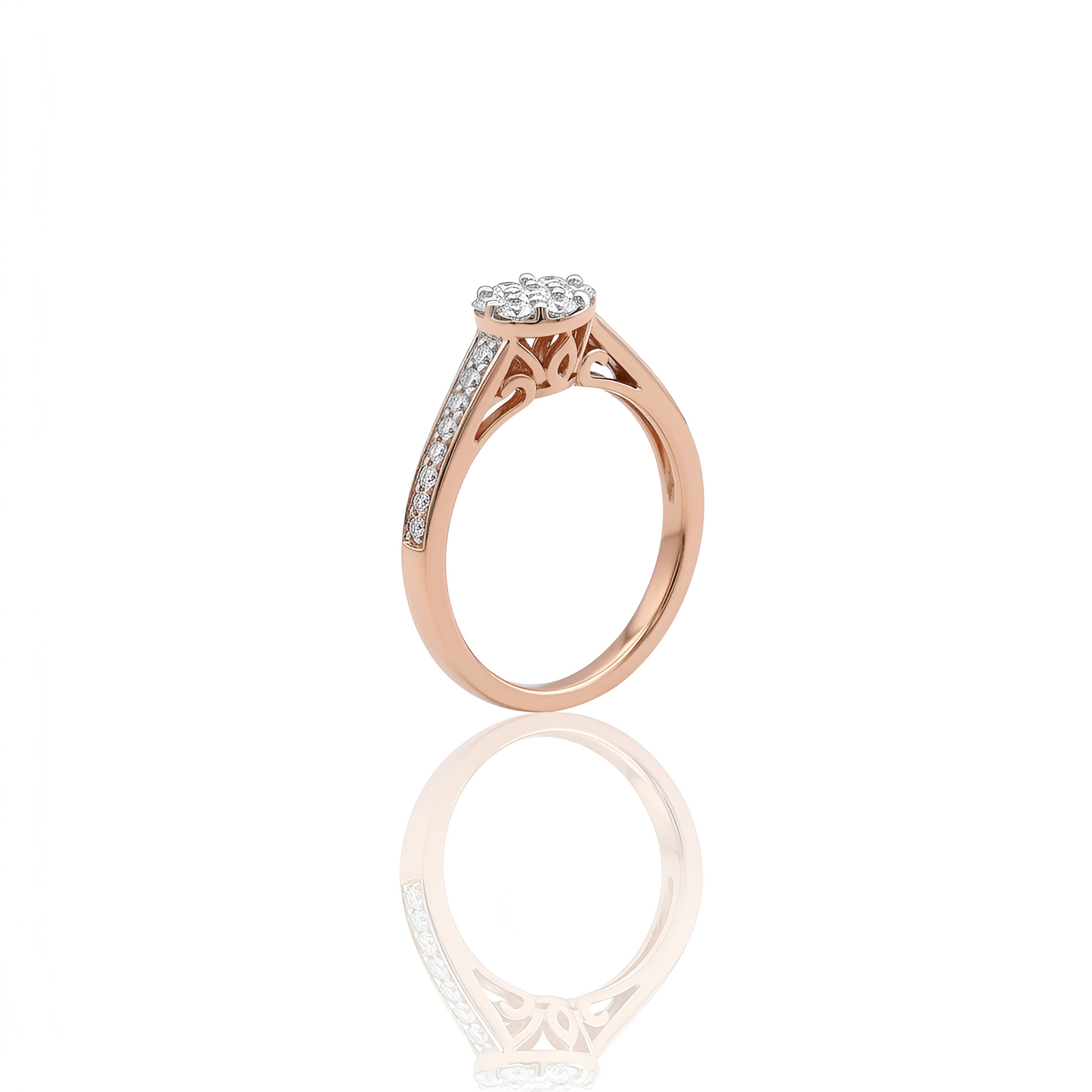 Stunning Rose Gold Engagement Ring with Lab-Grown Diamonds – Elegant Cluster Design