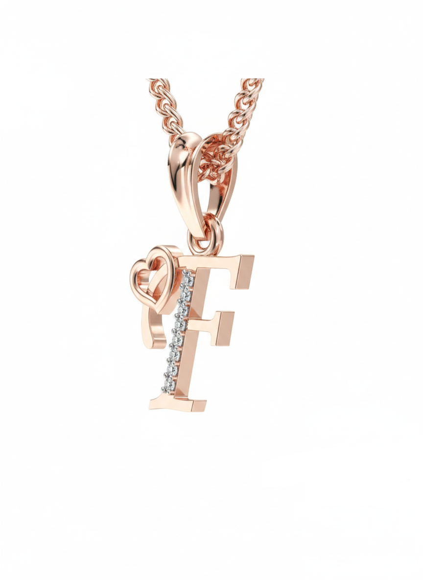 F Initial Alphabet Diamond Pendant - Diamond Jewellery