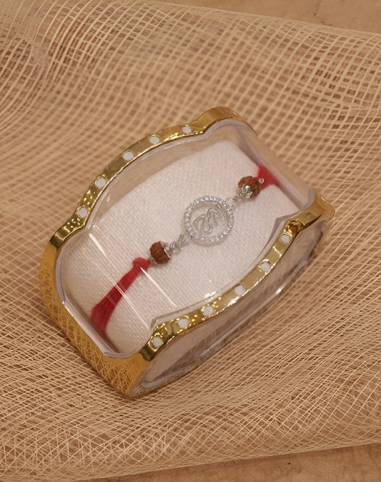 Premium Silver Rakhi with Rudraksha - Elegant Brother’s Gift