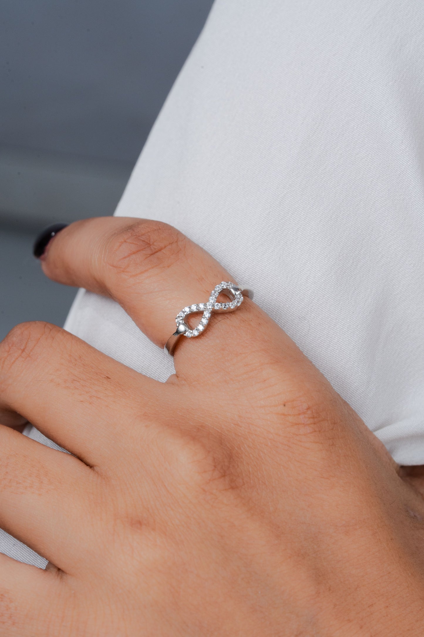 925 Sterling Silver Infinity Ring Women American Diamond CZ Band Promise Gift New