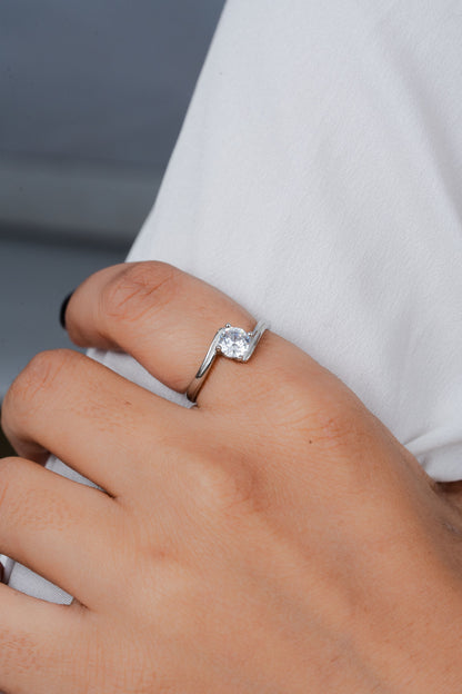 925 Sterling Silver Ring for Women American Diamond Minimalist Engagement Band
