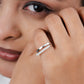 925 Sterling Silver Geometric Ring for Women American Diamond Double Band Jewelry