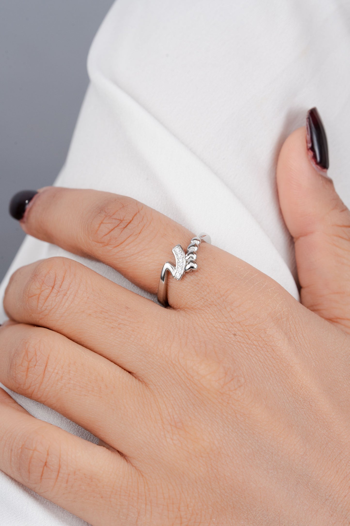 Stunning 925 Sterling Silver Heart Bypass Ring for Women
