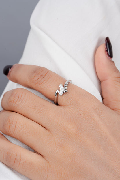 Stunning 925 Sterling Silver Heart Bypass Ring for Women