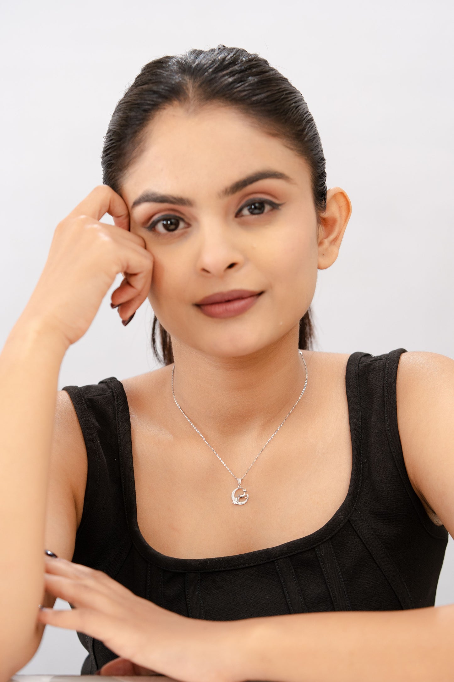 Silver Reindeer Pendant Necklace for Women