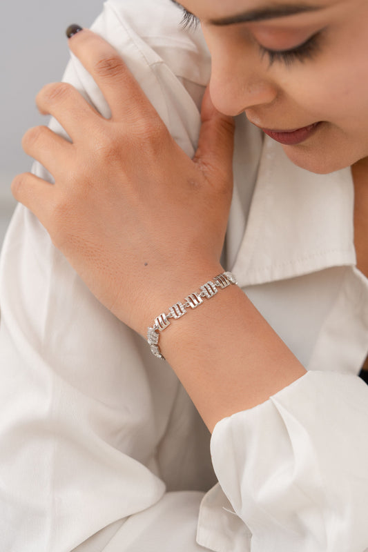 925 Sterling Silver Bracelet for Women American Diamond Adjustable Link Jewelry