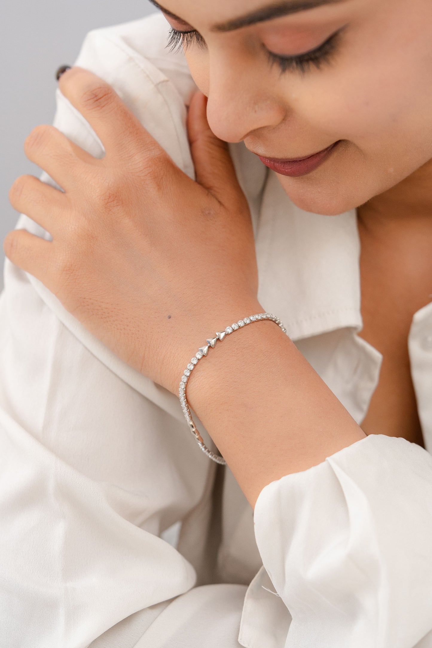 925 Sterling Silver Bracelet for Women American Diamond Adjustable Tennis Link Gift