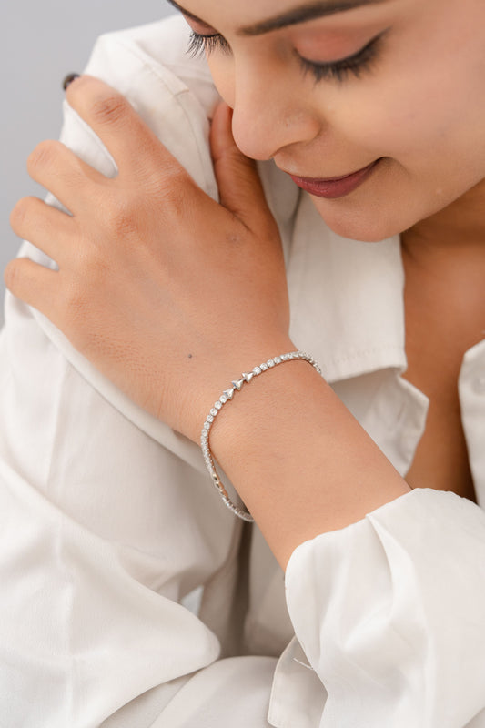 925 Sterling Silver Bracelet for Women American Diamond Adjustable Tennis Link Gift
