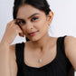 Blue Topaz Halo American Diamond Silver Chain Pendant