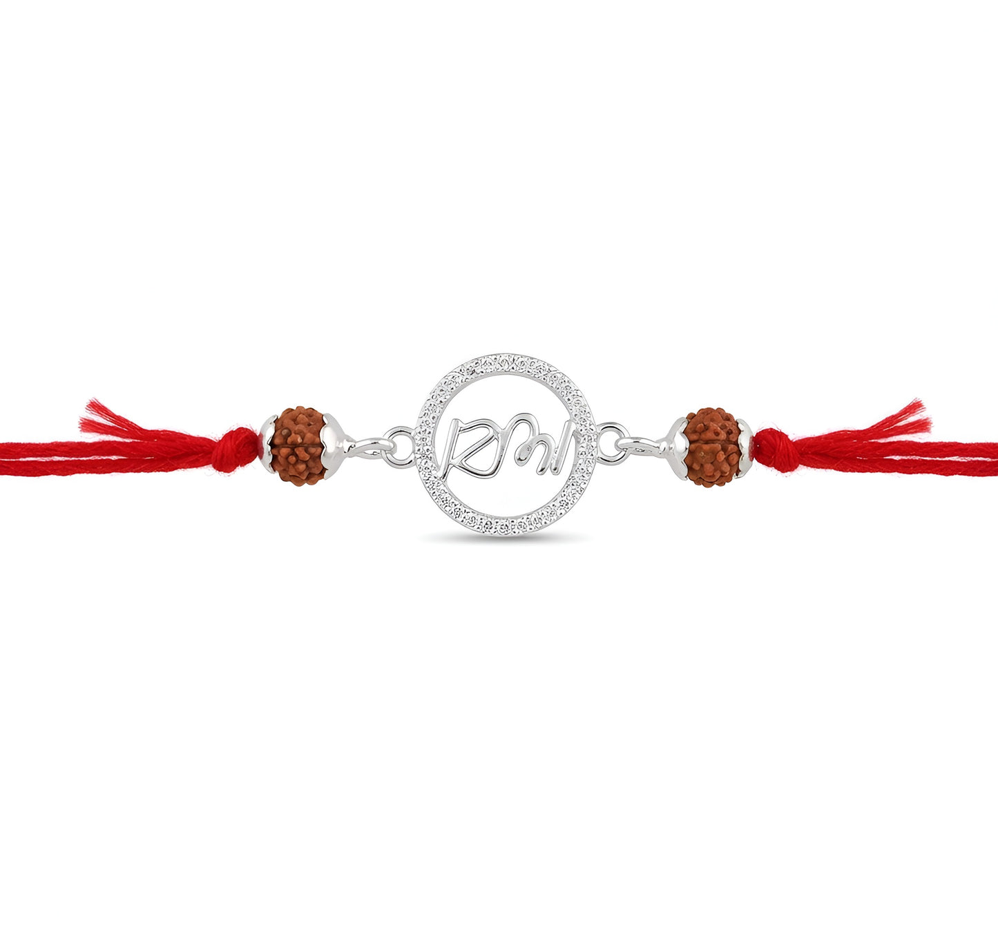 Premium Silver Rakhi with Rudraksha - Elegant Brother’s Gift