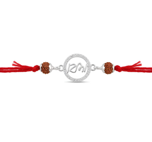 Premium Silver Rakhi with Rudraksha - Elegant Brother’s Gift