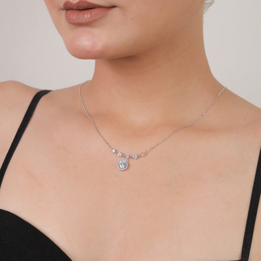 Moissanite Diamond Pendant Chain in 925 Sterling Silver