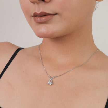 Moissanite Diamond Crossover Pendant Necklace 925 Sterling Silver Women Chain