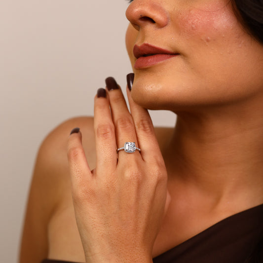 Cushion Cut Moissanite Engagement Ring