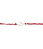 Divine Om Silver Rakhi with Natural Rudraksha Beads