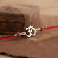 Divine Om Silver Rakhi with Natural Rudraksha Beads