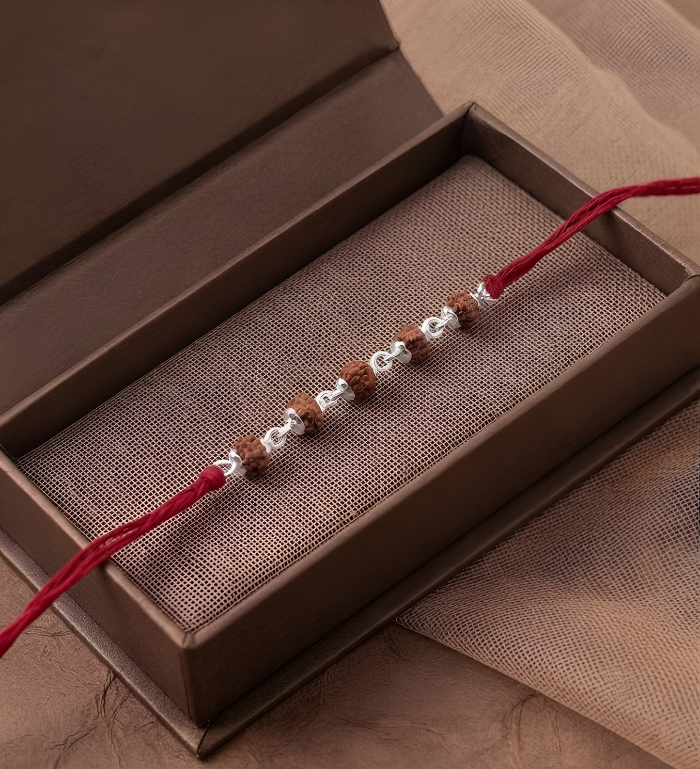 Traditional Rudraksha Silver Rakhi for Brother