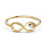 Dainty Moissanite Infinity Ring 9KT Yellow Gold Minimalist Promise Band Gift