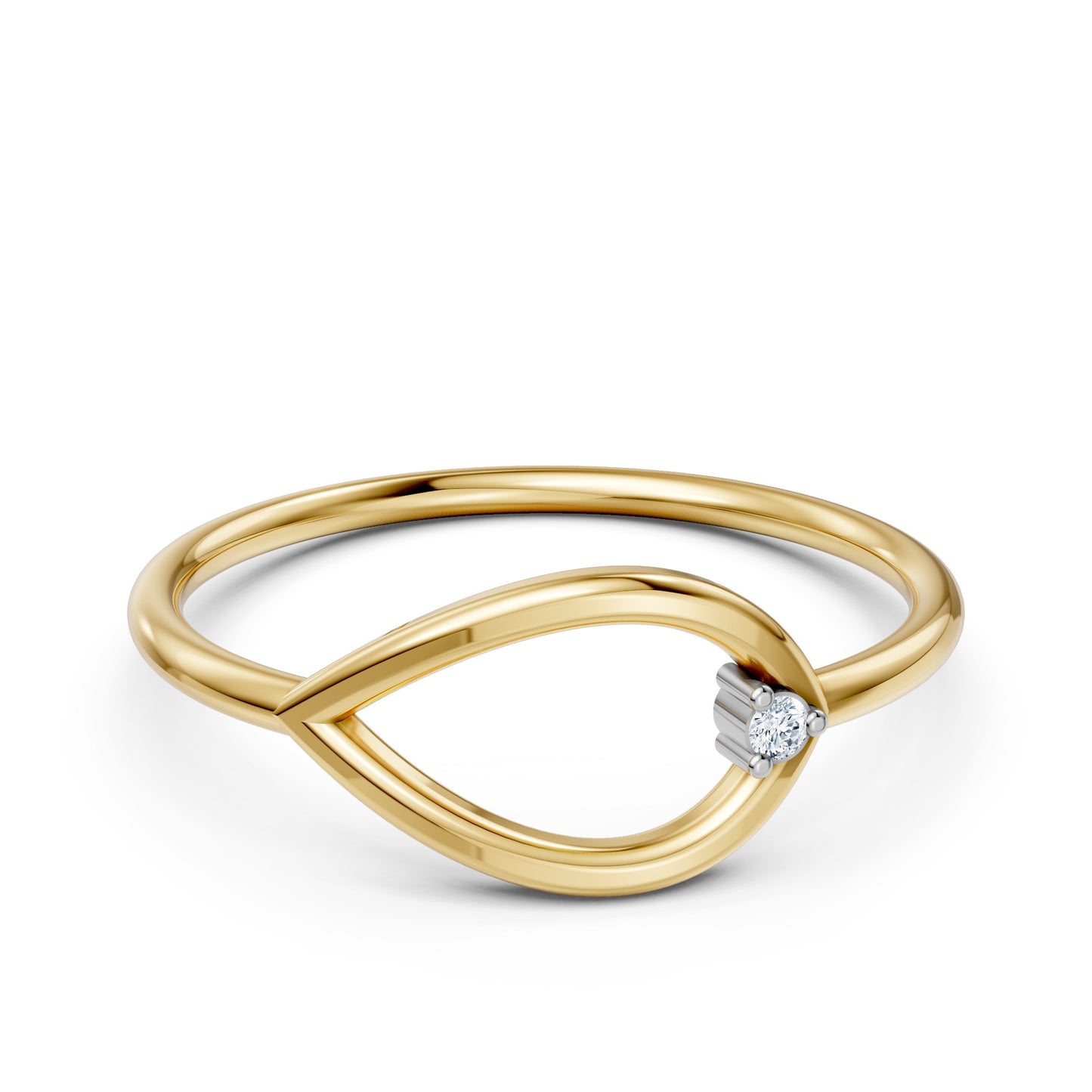 18KT Yellow Gold Moissanite Designer Ring - BIS Hallmarked Nakrani Gold