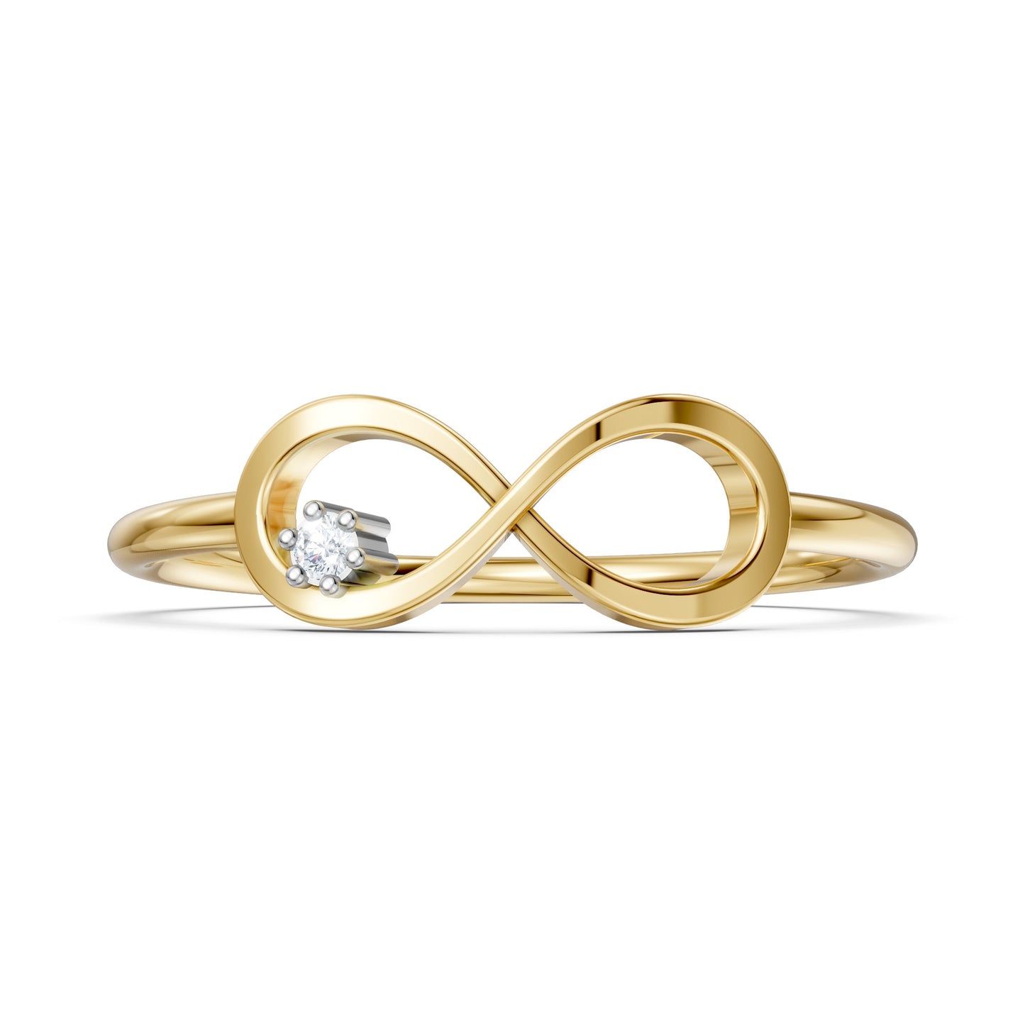 Dainty Moissanite Infinity Ring 9KT Yellow Gold Minimalist Promise Band Gift