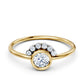 Moissanite Bezel Set Halo Ring in Solid 14KT Yellow Gold | Nakrani Gold Hallmark Quality