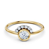 Moissanite Bezel Set Halo Ring in Solid 14KT Yellow Gold | Nakrani Gold Hallmark Quality