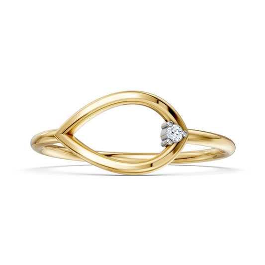 18KT Yellow Gold Moissanite Designer Ring - BIS Hallmarked Nakrani Gold