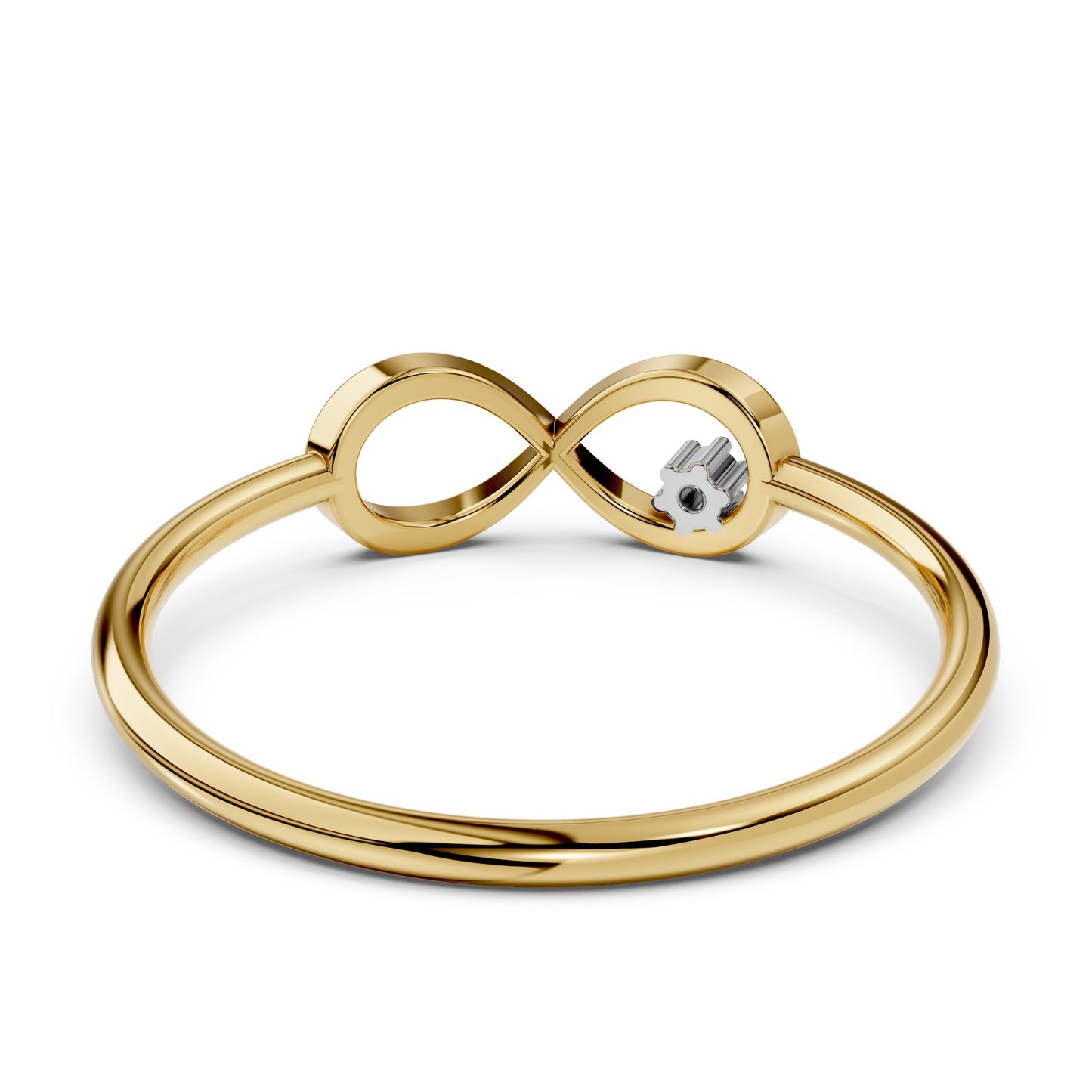 Dainty Moissanite Infinity Ring 9KT Yellow Gold Minimalist Promise Band Gift