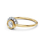 Moissanite Bezel Set Halo Ring in Solid 14KT Yellow Gold | Nakrani Gold Hallmark Quality