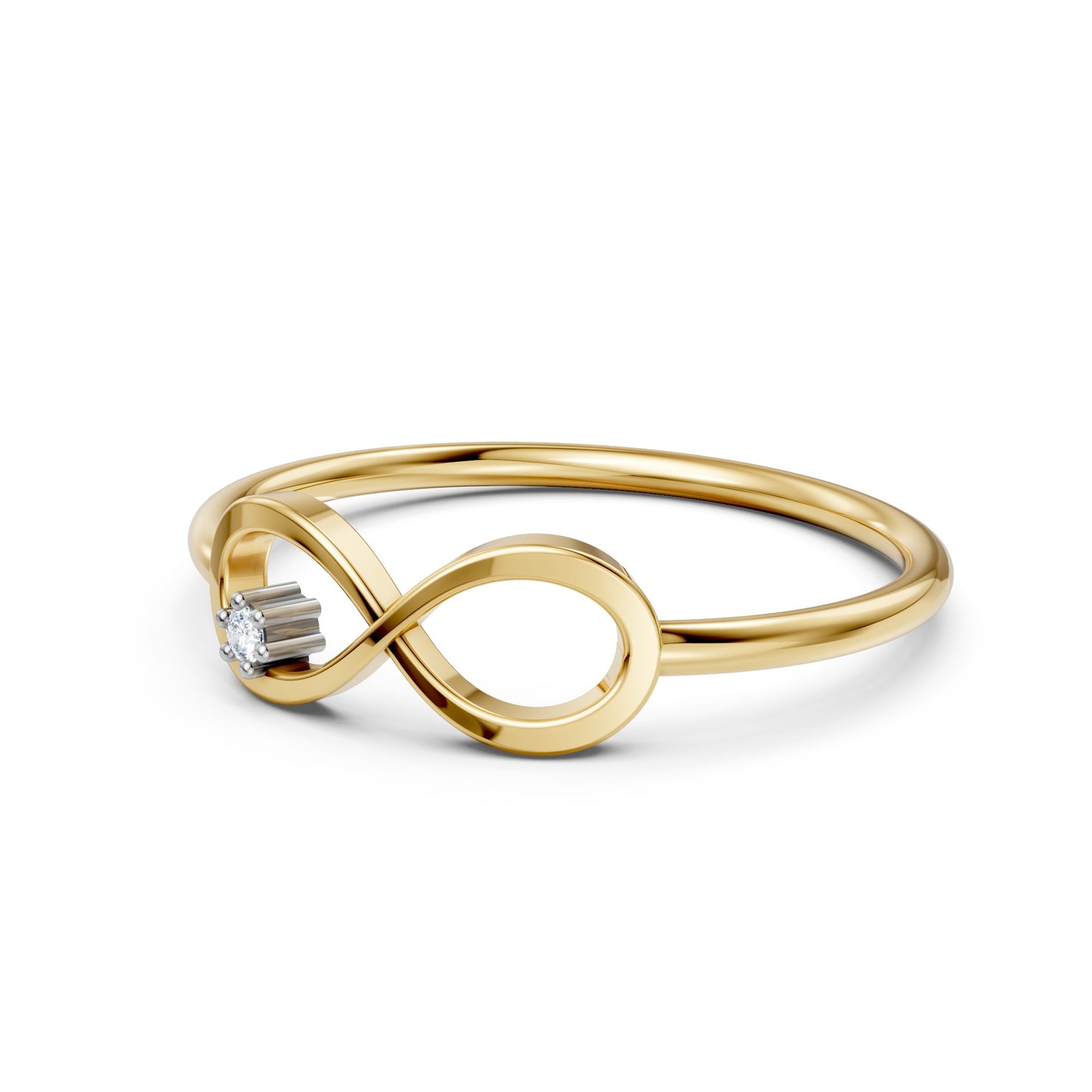 Dainty Moissanite Infinity Ring 9KT Yellow Gold Minimalist Promise Band Gift
