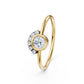 Moissanite Bezel Set Halo Ring in Solid 14KT Yellow Gold | Nakrani Gold Hallmark Quality
