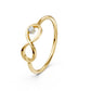 Dainty Moissanite Infinity Ring 9KT Yellow Gold Minimalist Promise Band Gift