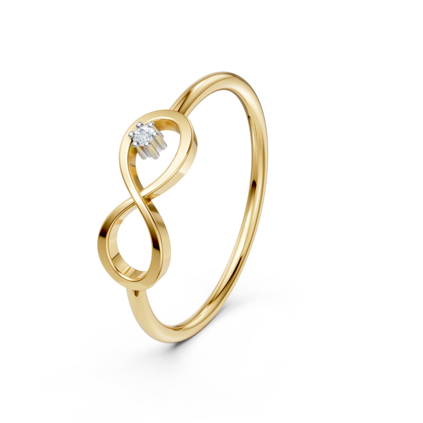Dainty Moissanite Infinity Ring 9KT Yellow Gold Minimalist Promise Band Gift