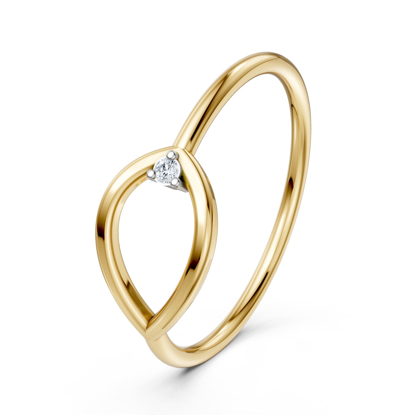 18KT Yellow Gold Moissanite Designer Ring - BIS Hallmarked Nakrani Gold