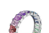 Rainbow Eternity Band Ring – Emerald-Cut Multicolor Stones – 18K Rose Gold – Luxury Statement Jewelry