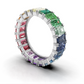 Rainbow Eternity Band Ring – Emerald-Cut Multicolor Stones – 18K Rose Gold – Luxury Statement Jewelry