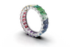 Rainbow Eternity Band Ring – Emerald-Cut Multicolor Stones – 18K Rose Gold – Luxury Statement Jewelry