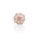 "Elegant Rose Gold Floral Ring with Pink Gemstone & White Accents"