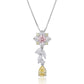 Yellow Pear Cut Diamond Flower Pendant 925 Silver Chain