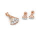 Rose Gold Floral Diamond Pendant & Earring Set – Elegant Jewelry for Women
