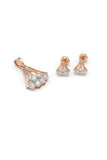 Rose Gold Floral Diamond Pendant & Earring Set – Elegant Jewelry for Women