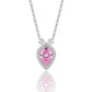 Stunning 925 Sterling Silver Pink Pear Cut Pendant Chain Necklace
