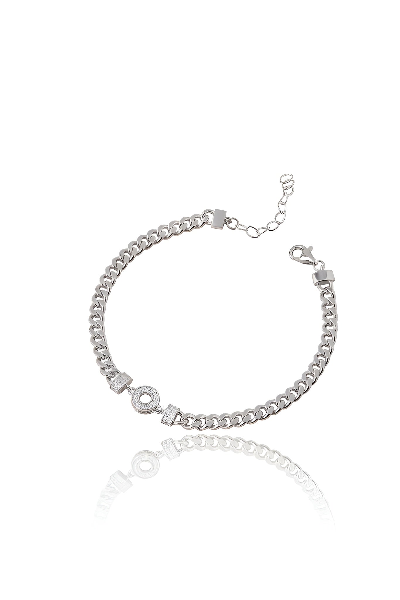 925 Sterling Silver Bracelet for Women American Diamond Curb Link Chain Adjustable