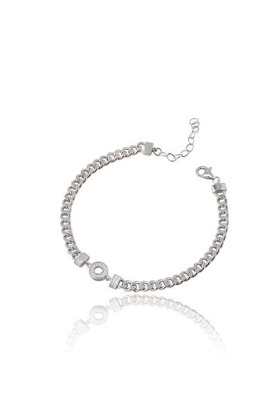 925 Sterling Silver Bracelet for Women American Diamond Curb Link Chain Adjustable