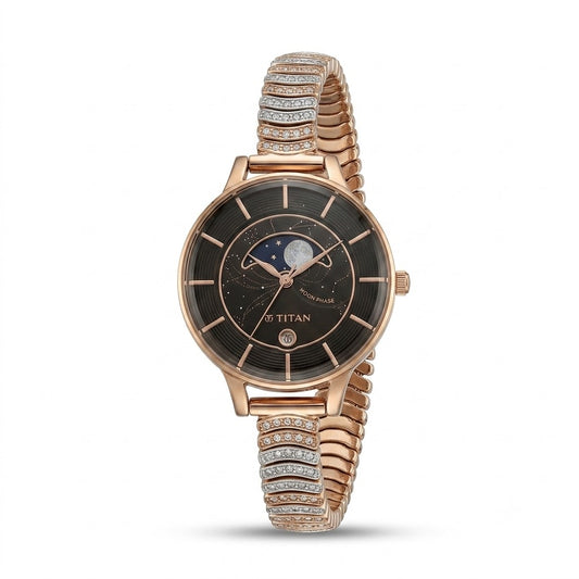Luxury Women's Watch with Moonphase Dial & American Diamond Bracelet