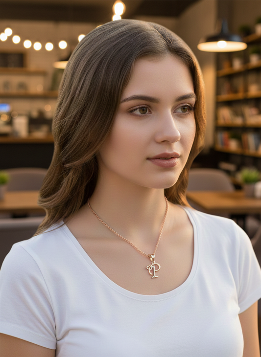 P Initial Alphabet Diamond Pendant - Diamond Jewellery